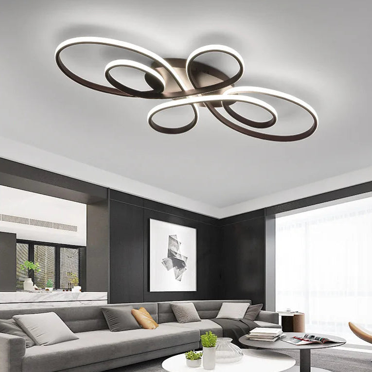 Plafonnier Anneaux Métal Noir et Blanc Contemporain Design Moderne - Salle de Bain Salon Chambre — Mizar
