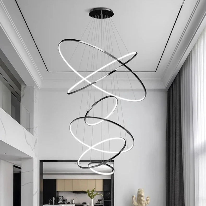 Suspension Spirale Anneaux Métal Doré Contemporain Design - Cuisine Salon Salle à Manger — Nexus