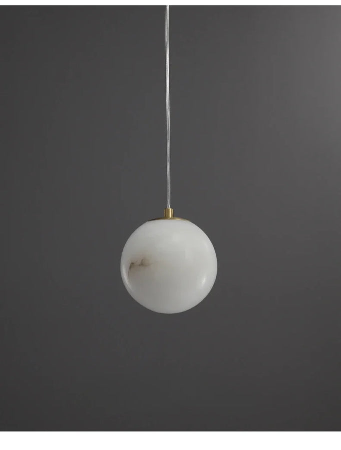 Lumis250 Sphère Albâtre Blanc et Laiton Épuré