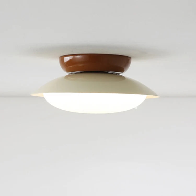 Plafonnier Soucoupe Céramique Vert Olive et Brun - Salle de Bain Salon Chambre — Lazuli