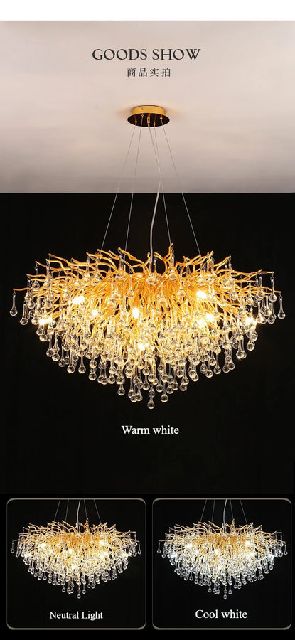 Randi Cascade Cristal et Métal Doré Luxueux