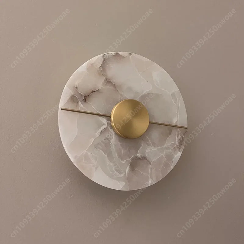 Alva Disque Marbre Blanc et Laiton Épuré