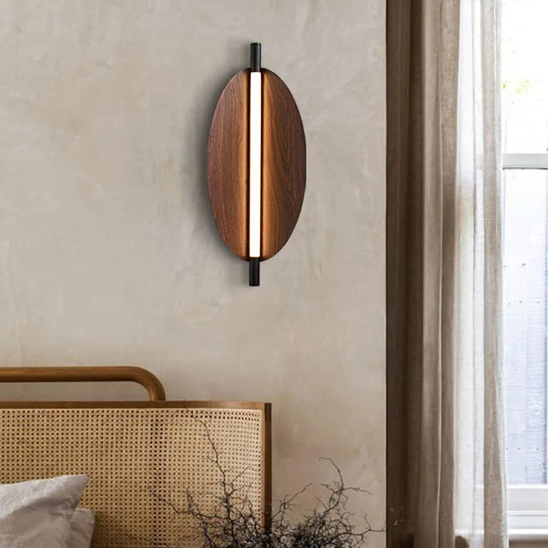Applique Murale Ovale Bois Naturel Minimaliste Design Moderne - Chambre Salle de Bain Salon — Ovalo