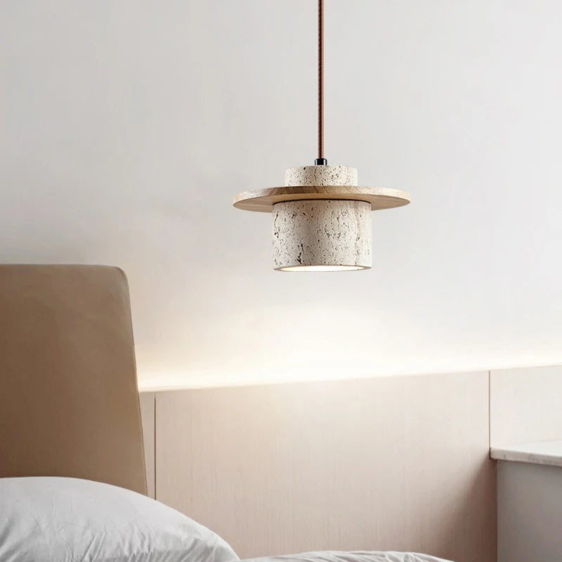 Suspension Cylindre Béton et Métal Marron Minimaliste Design - Chambre Salon Cuisine — Hypatia