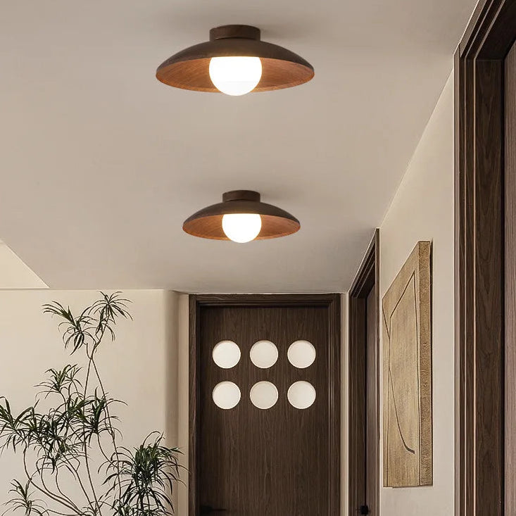 Plafonnier Disque Bois Naturel Minimaliste Design Moderne - Salon Chambre Salle à Manger — Tëlys