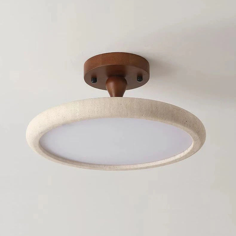 Plafonnier Anneau Bois Naturel et Métal Noir - Salon Chambre Salle à Manger — Canopus