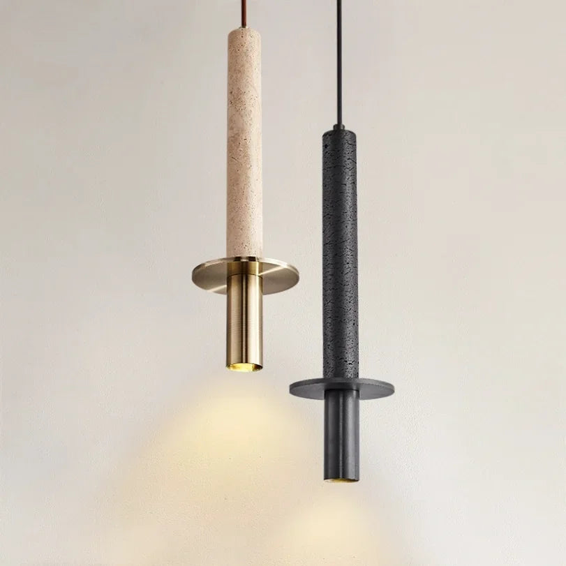 Suspension Cylindre Acier Noir Mat Minimaliste Design - Chambre Salon Cuisine — Vivace