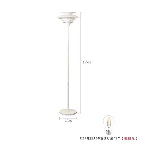 Lampadaire Tablette Métal Noir et Bois Minimaliste Design - Salon Bureau Chambre — Lumio