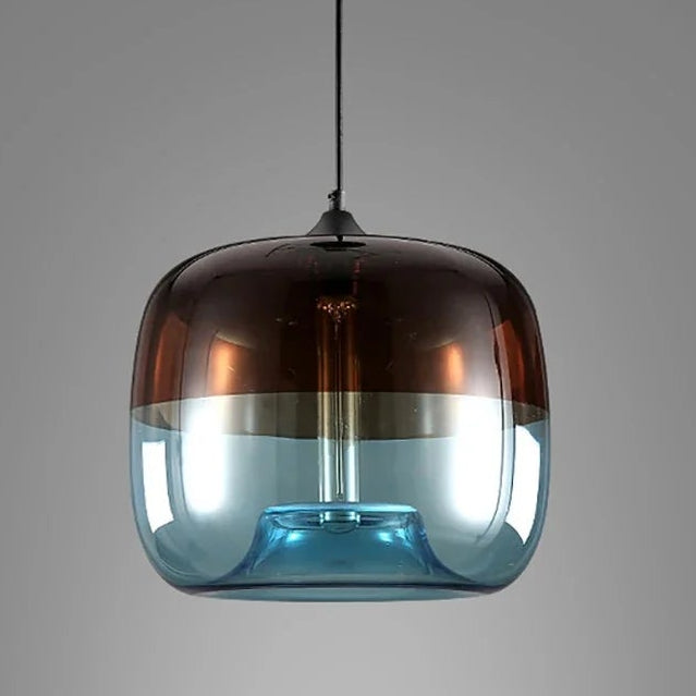 Suspension Cylindre Verre Soufflé Bicolore Élégant - Chambre Salon Cuisine — Jaspe