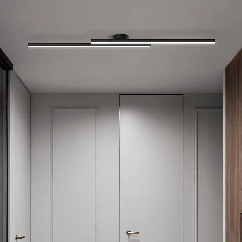 Plafonnier Linéaire Métal Noir Minimaliste Design Moderne - Salle de Bain Salon Chambre — Aase