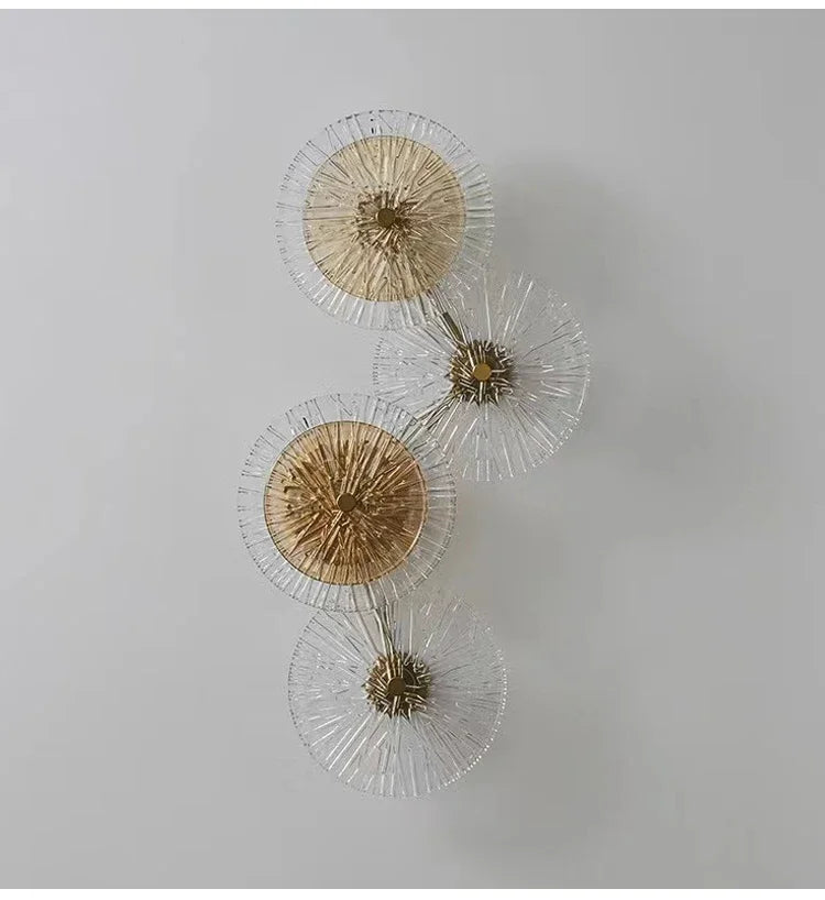 Taormina Disques Verre Transparent et Métal Doré