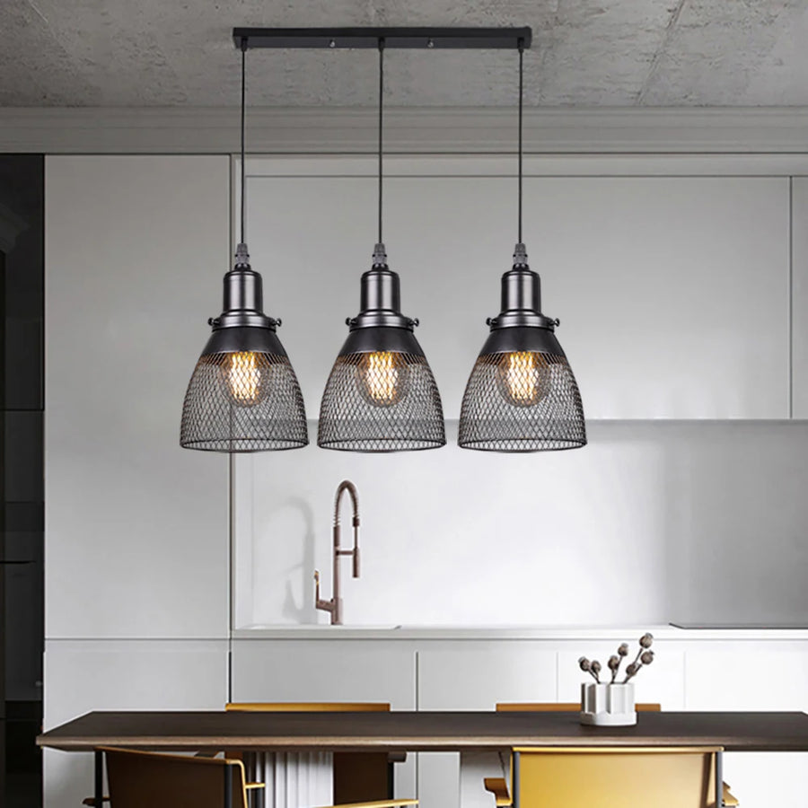 Suspension Cage Métal Noir Industriel Vintage - Cuisine Salon Bureau — Treillis