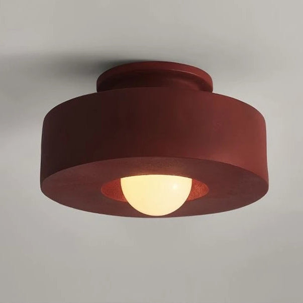 Plafonnier Cylindre Tissu Bordeaux Minimaliste Design Moderne - Salle de Bain Salon Chambre — Deneb