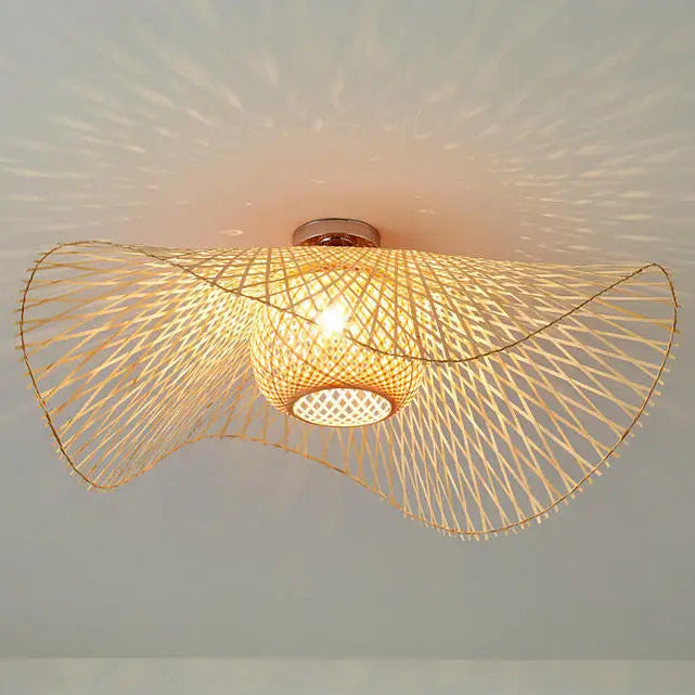 Plafonnier Conique Céramique Rayée Bleu et Blanc - Salle de Bain Salon Chambre — Cono