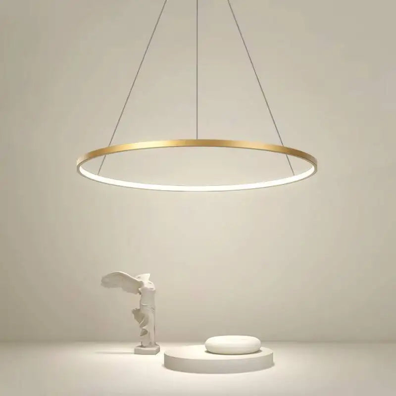 Suspension Anneau Aluminium Blanc Minimaliste Design - Cuisine Salon Salle à Manger — Libeccio