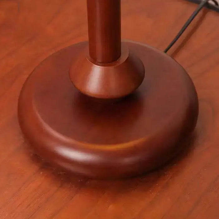 Lampe de Table Dôme Verre Ambré et Bois Sombre - Chambre Bureau Salon — Voûte