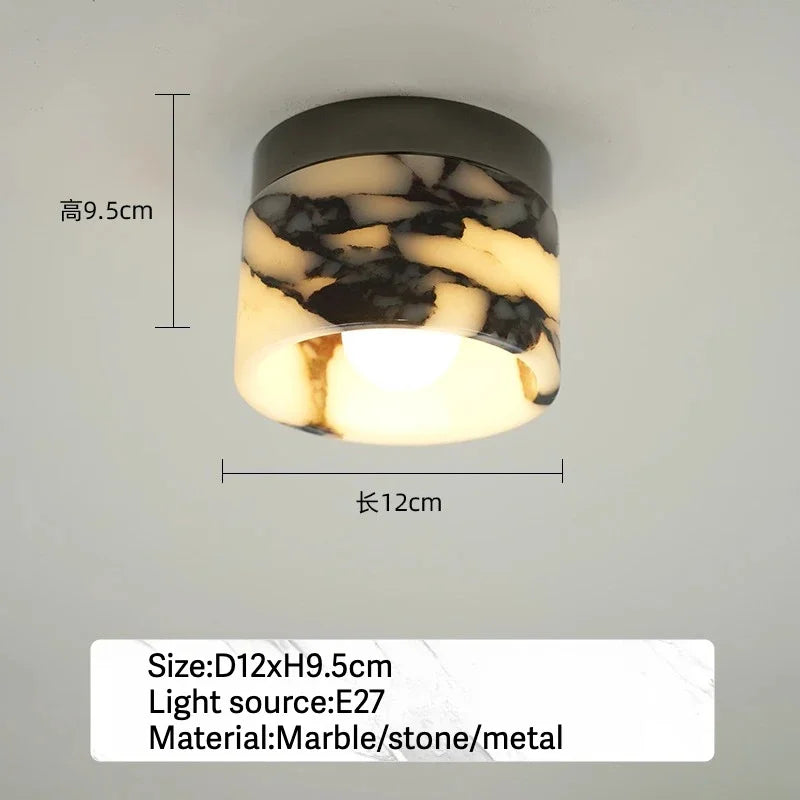 Nalx Cylindre Marbre Blanc et Métal Noir