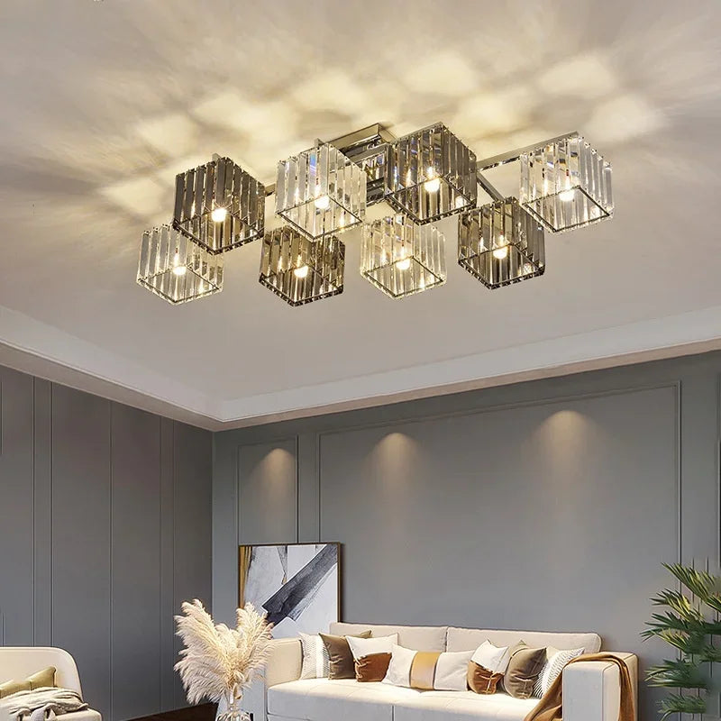 Sofia Cube Cristal et Métal Chromé Art Déco