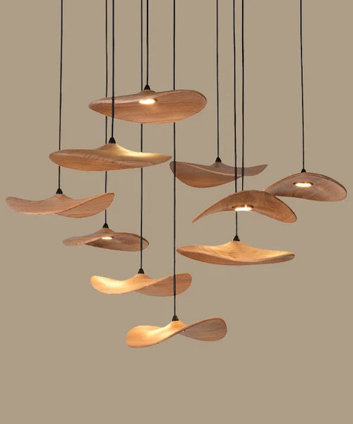 Lustre Suspension Cylindre Bois Art Déco - Salon Salle à Manger — Fuste