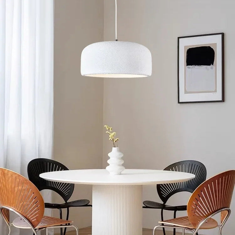 Suspension Cylindre Tissu Blanc Minimaliste Design - Chambre Salon Cuisine — Fulgor