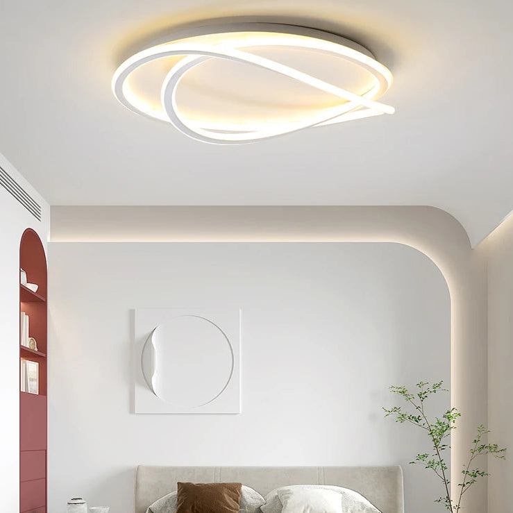 Plafonnier Anneaux Métal Blanc Minimaliste Design Moderne - Salle de Bain Salon Chambre — Maestral