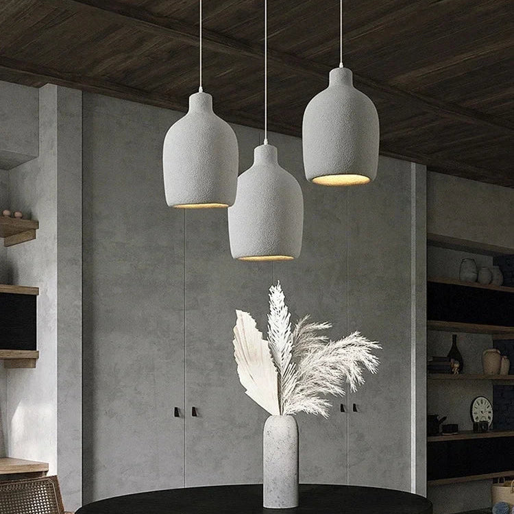 Suspension Cylindre Céramique Beige Minimaliste Design - Chambre Salon Cuisine — Colonne