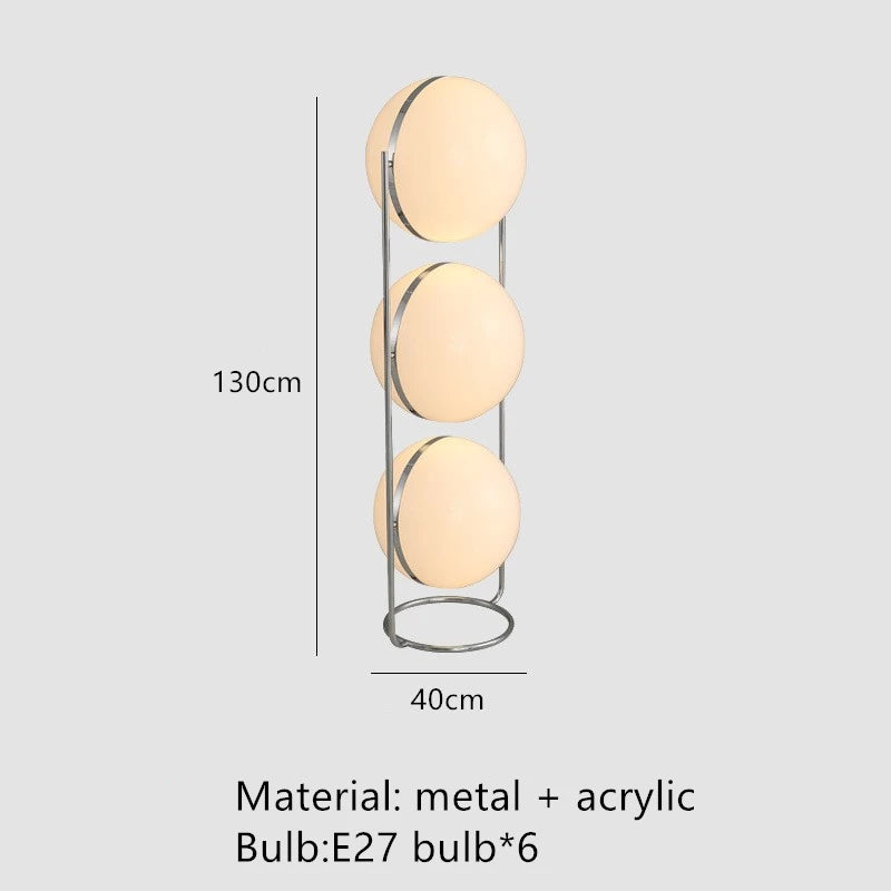 Lampadaire Sphère Verre Opalin et Métal Chromé Minimaliste Design - Salon Bureau Chambre — Orbe