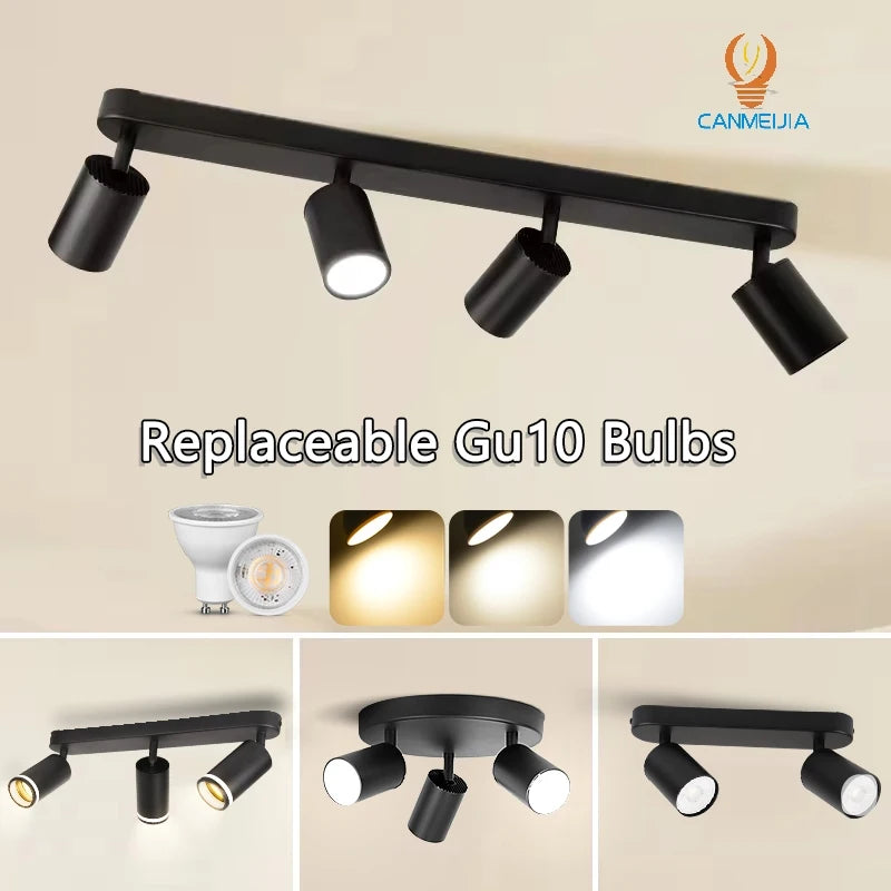 Suspension Rail Cylindres Acier Noir Mat Minimaliste Design - Chambre Salon Cuisine — Réglette