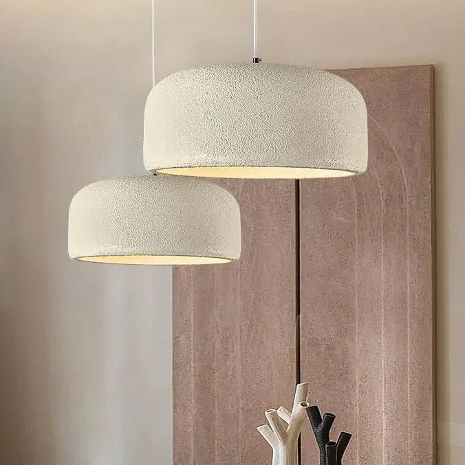 Suspension Cylindre Tissu Blanc Minimaliste Design - Chambre Salon Cuisine — Fulgor