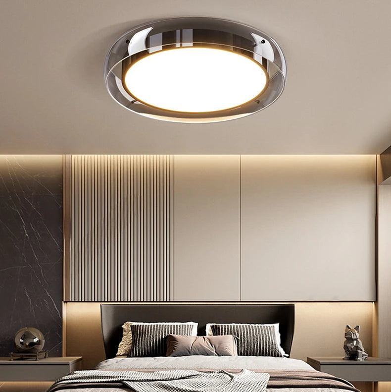 Plafonnier Disque Acier Noir Mat Minimaliste Design Moderne - Salle de Bain Salon Chambre — Kaede