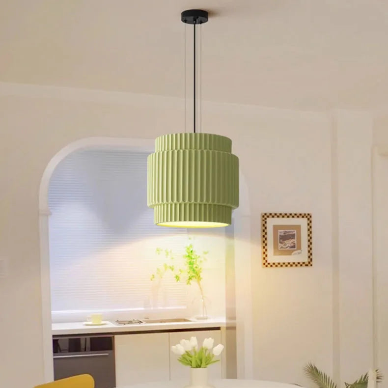 Suspension Cylindre Fil Métallique Blanc et Doré - Chambre Salon Cuisine — Stria
