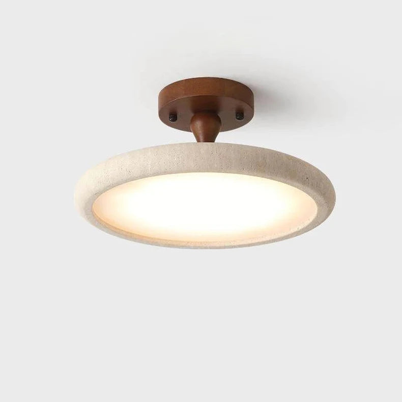 Plafonnier Anneau Bois Naturel et Métal Noir - Salon Chambre Salle à Manger — Canopus