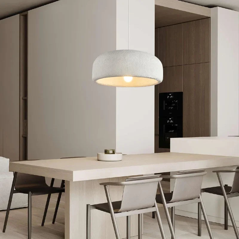 Suspension Cylindre Tissu Blanc Minimaliste Design - Chambre Salon Cuisine — Fulgor