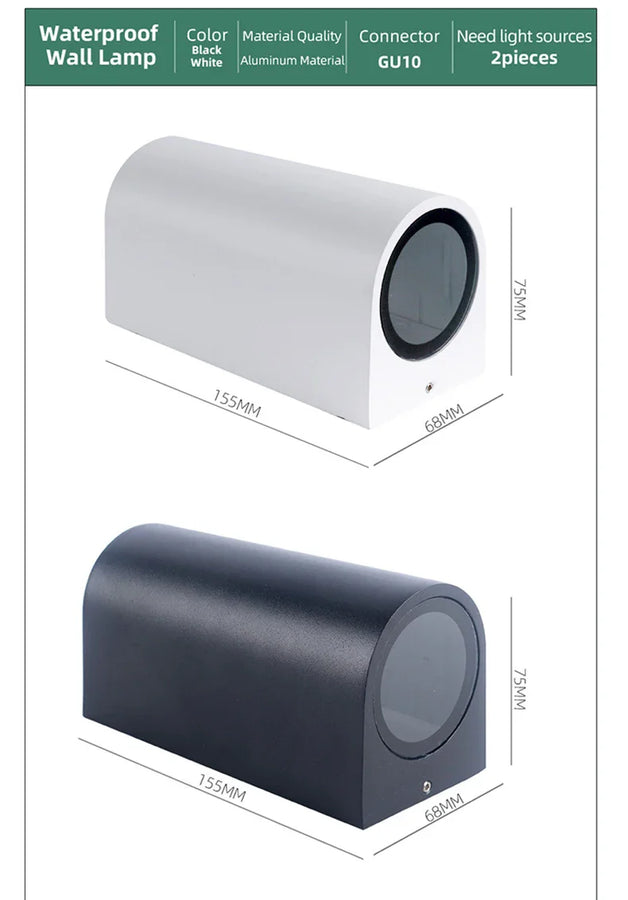 Thora Cylindre Aluminium Noir et Blanc Minimaliste B