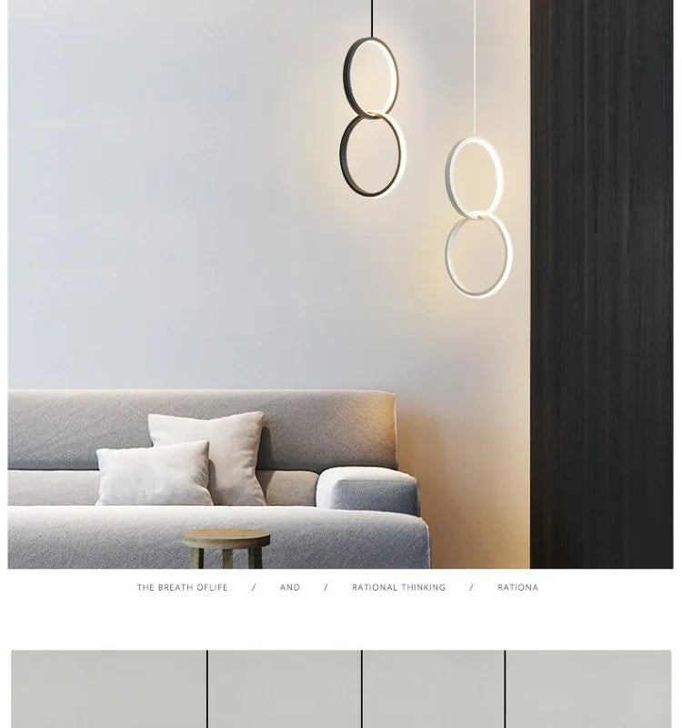 Yuki Anneaux Métal Noir et Blanc Minimaliste
