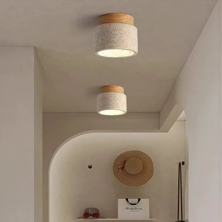 Plafonnier Cylindre Béton Blanc Minimaliste Design Moderne - Salle de Bain Salon Chambre — Thuban