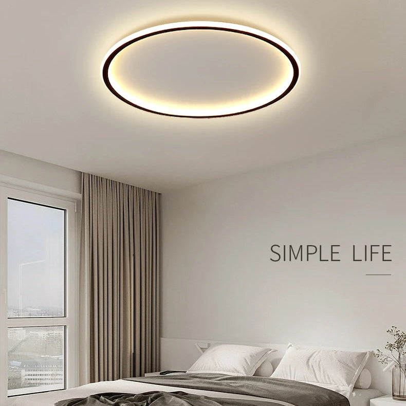Plafonnier Anneau Métal Noir Minimaliste Design Moderne - Salle de Bain Salon Chambre — Aureo