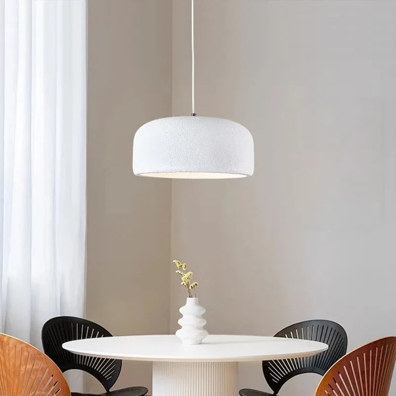 Suspension Cylindre Tissu Blanc Minimaliste Design - Chambre Salon Cuisine — Fulgor