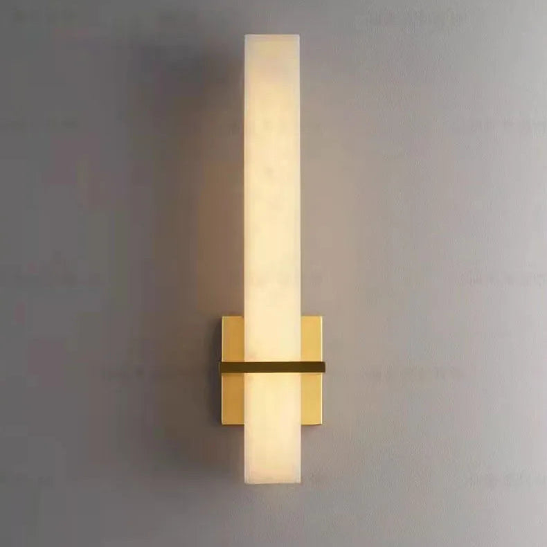 Applique Murale Cylindre Marbre Beige Épuré Design Moderne - Chambre Salle de Bain Salon — Alcyone