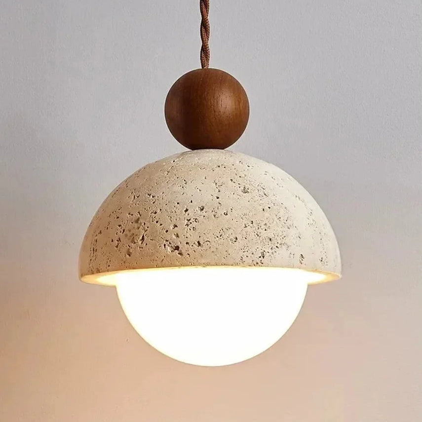 Suspension Dôme Béton et Bois Minimaliste Design - Cuisine Salon Salle à Manger — Adwoa