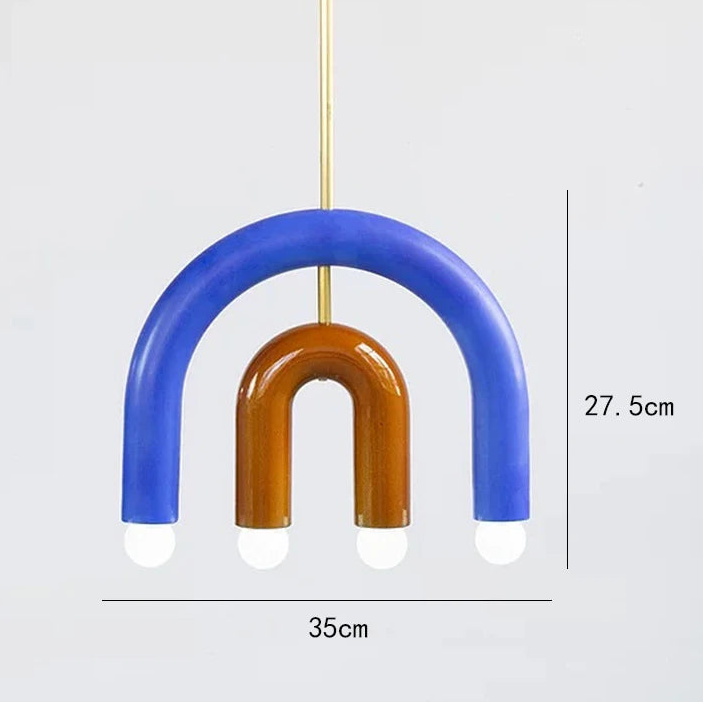 Suspension Arches Bois et Métal Bleu Art Déco - Salon Salle à Manger Chambre — Arceau
