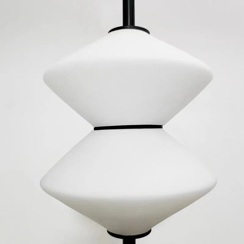 Suspension Géométrique Verre Opalin et Métal Noir - Chambre Salon Cuisine — Facetto