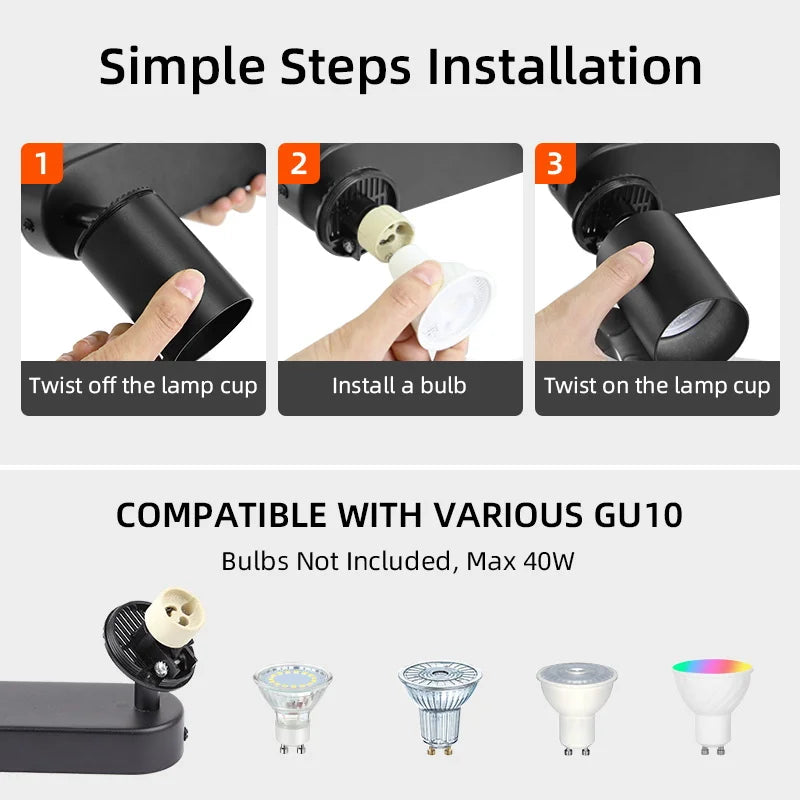 Suspension Rail Cylindres Acier Noir Mat Minimaliste Design - Chambre Salon Cuisine — Réglette
