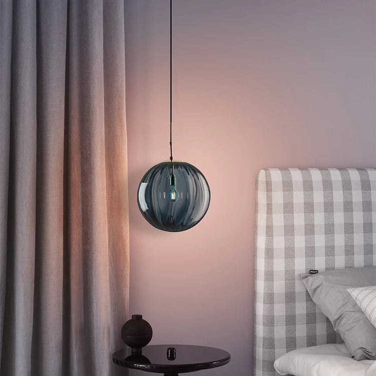 Suspension Sphère Verre Coloré et Laiton Épuré Design Boule - Cuisine Salon Salle à Manger — Mimosa