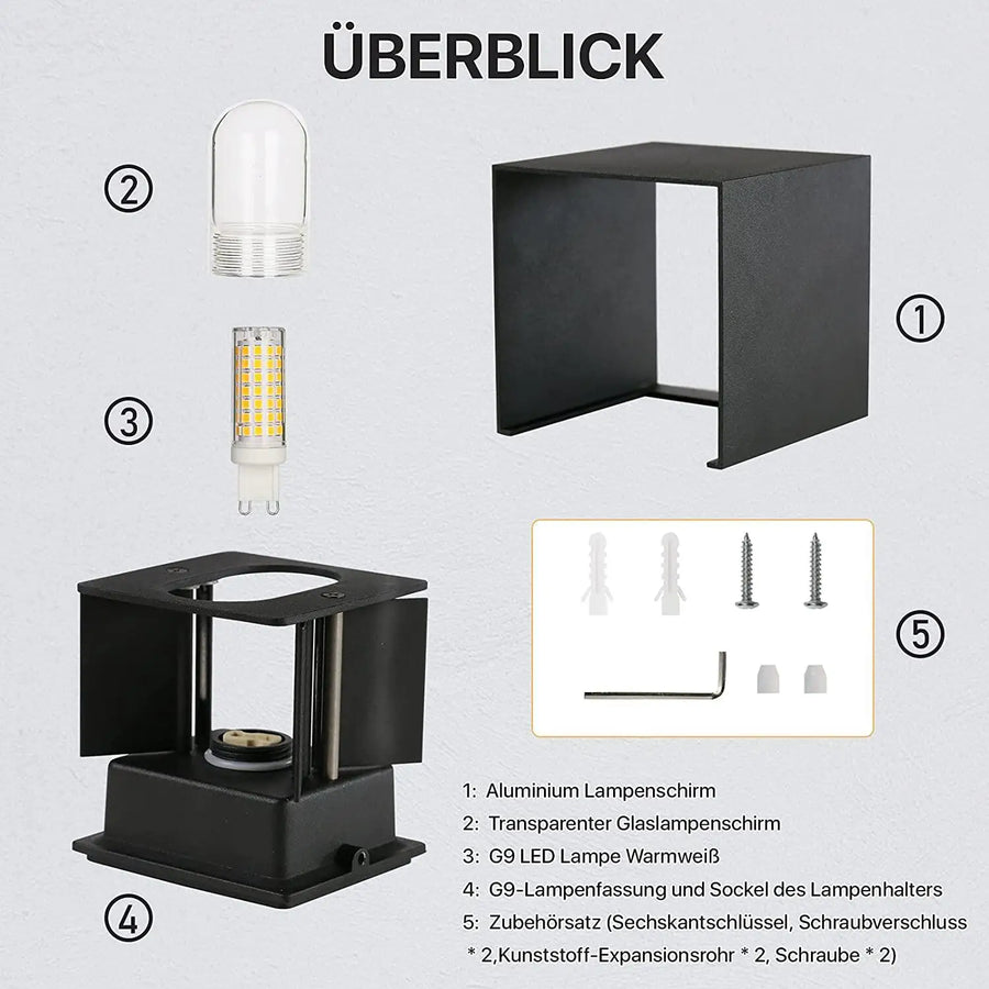 Ilaria Carré Aluminium Noir Mat Minimaliste