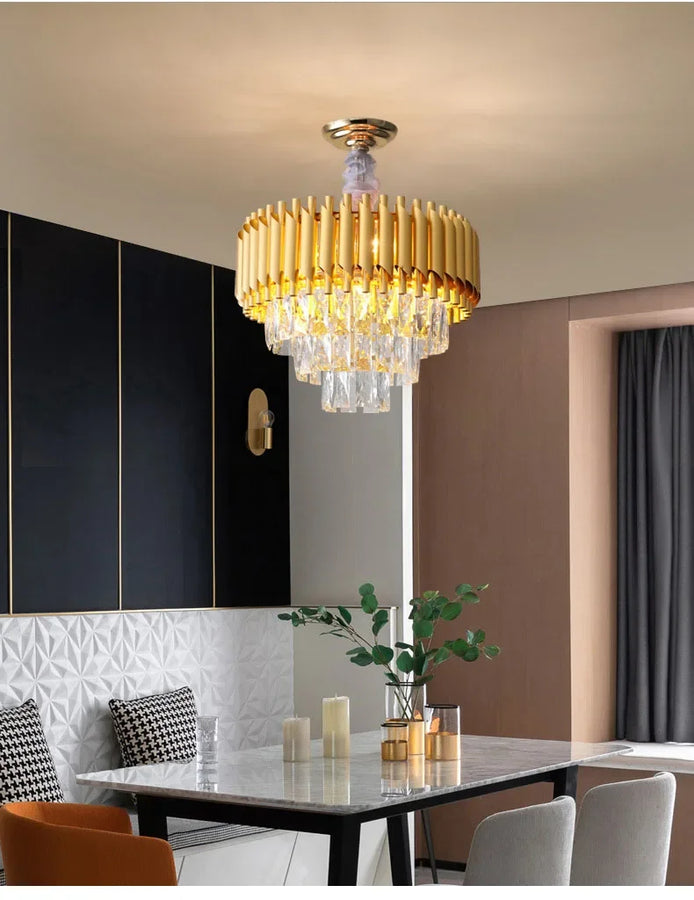 Luísa Cascade Cristal et Métal Doré Art Déco