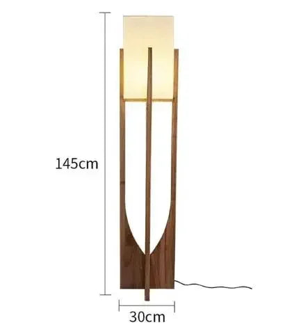 Lampadaire Géométrique Bois Naturel Minimaliste Design - Salon Bureau Chambre — Hexo