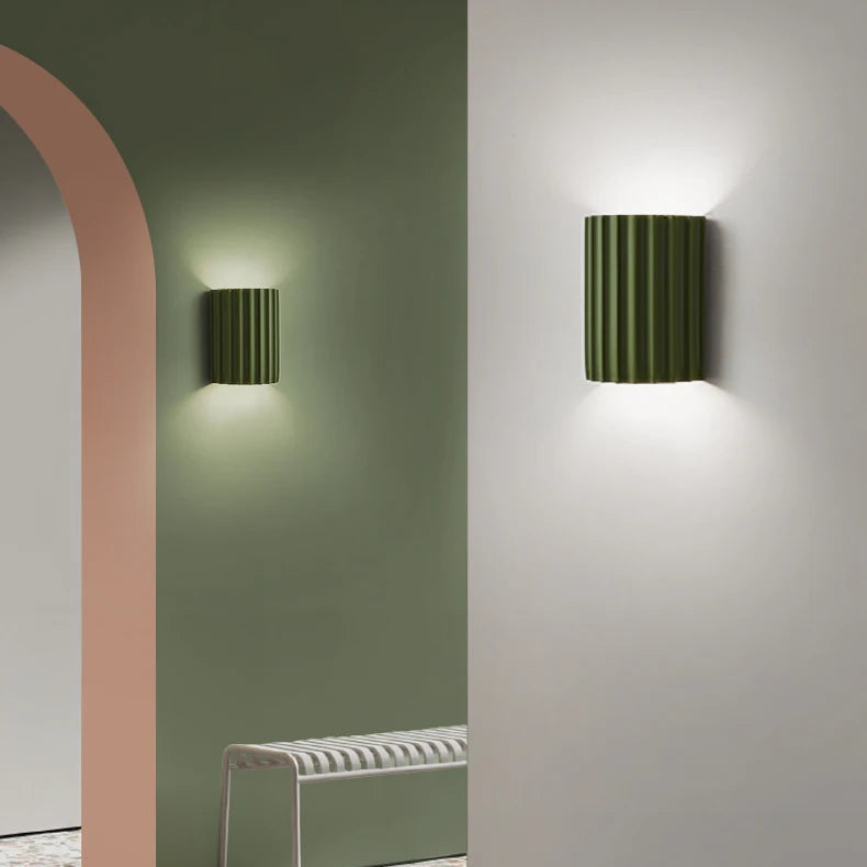 Applique Murale Cylindre Bois Texturé Minimaliste Design Moderne - Chambre Salle de Bain Salon — Colure