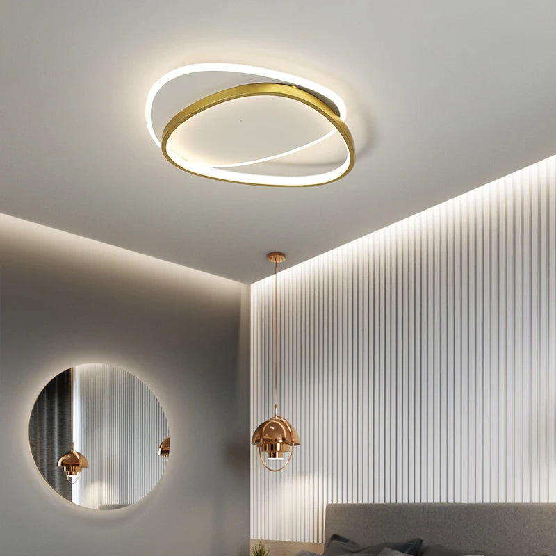 Plafonnier Anneaux Métal Noir et Blanc Minimaliste Design Moderne - Salle de Bain Salon Chambre — Horos