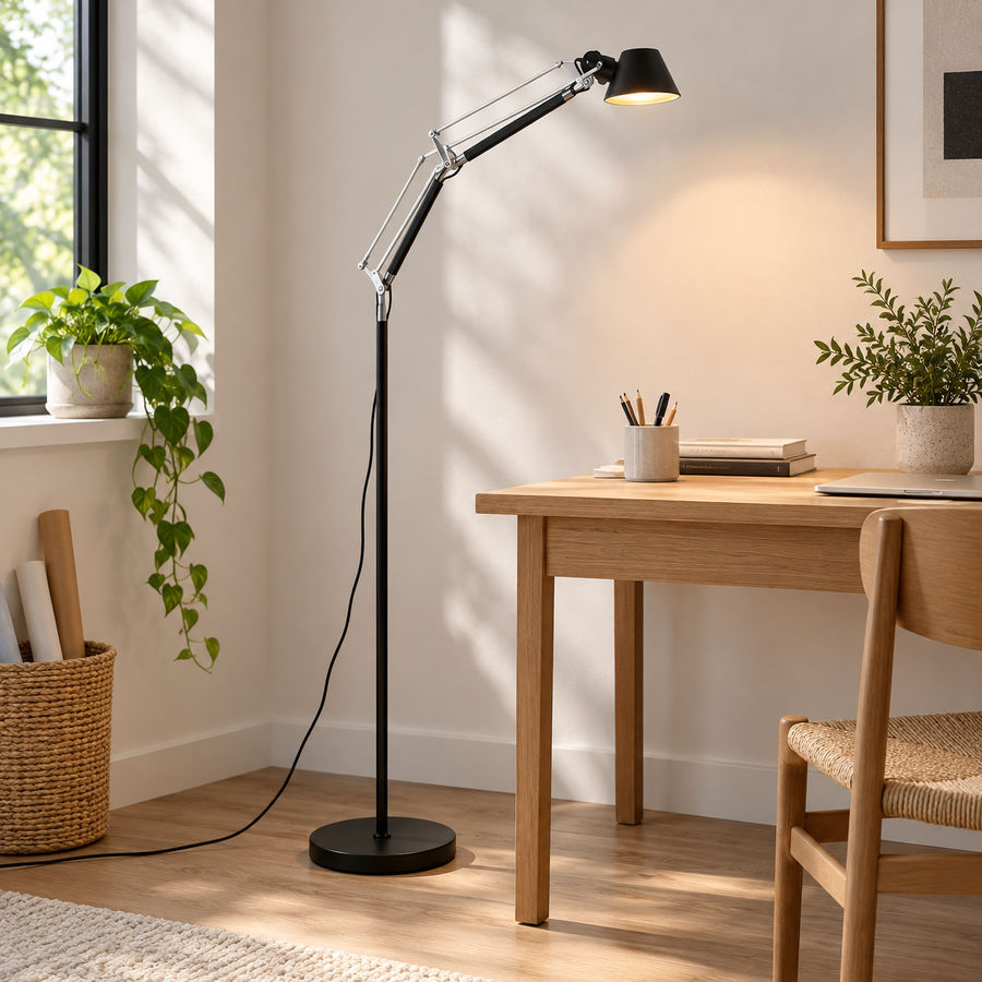 Aura — lampadaire articulé noir — ambiance 3